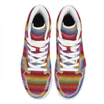 Colorful Mexican Woven Pattern Print High Top Leather Sneakers