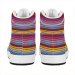 Colorful Mexican Woven Pattern Print High Top Leather Sneakers
