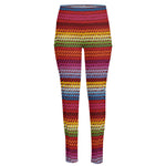 Colorful Mexican Woven Pattern Print High-Waisted Pocket Leggings