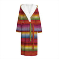 Colorful Mexican Woven Pattern Print Hooded Bathrobe