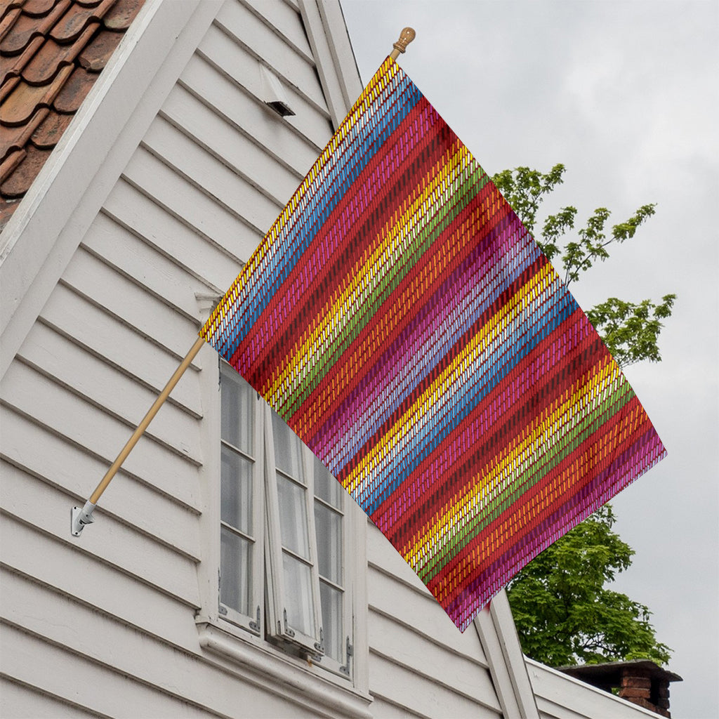 Colorful Mexican Woven Pattern Print House Flag