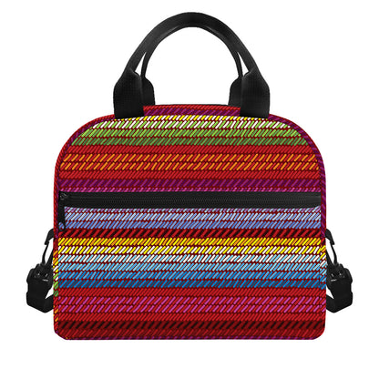 Colorful Mexican Woven Pattern Print Insulated Lunch Bag