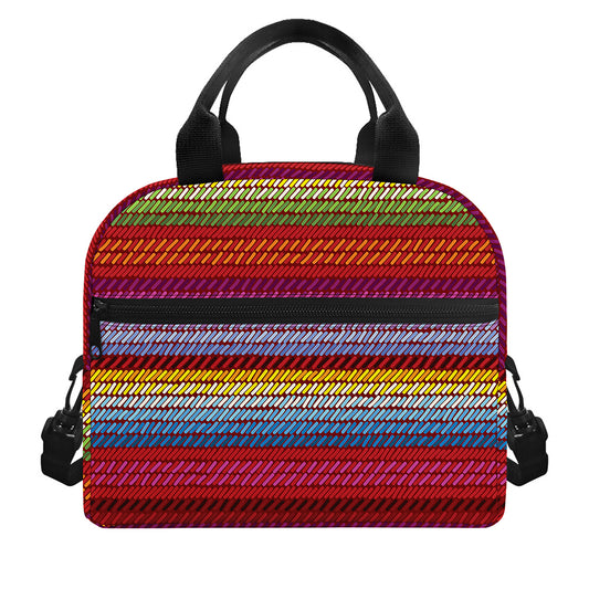 Colorful Mexican Woven Pattern Print Insulated Lunch Bag