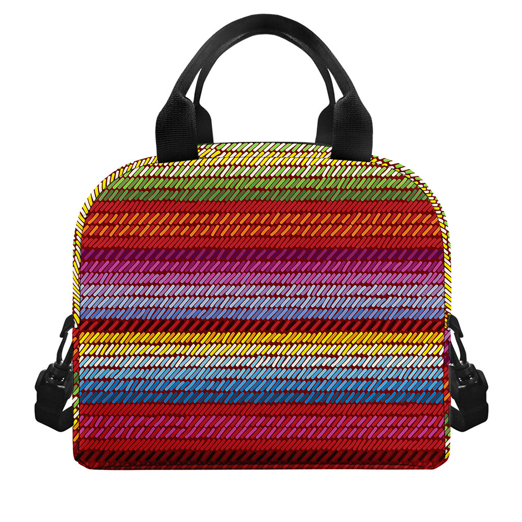 Colorful Mexican Woven Pattern Print Insulated Lunch Bag