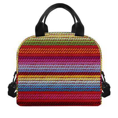 Colorful Mexican Woven Pattern Print Insulated Lunch Bag