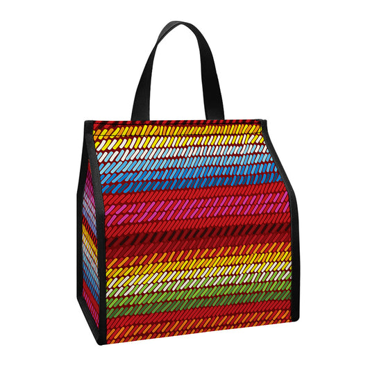 Colorful Mexican Woven Pattern Print Insulated Lunch Tote