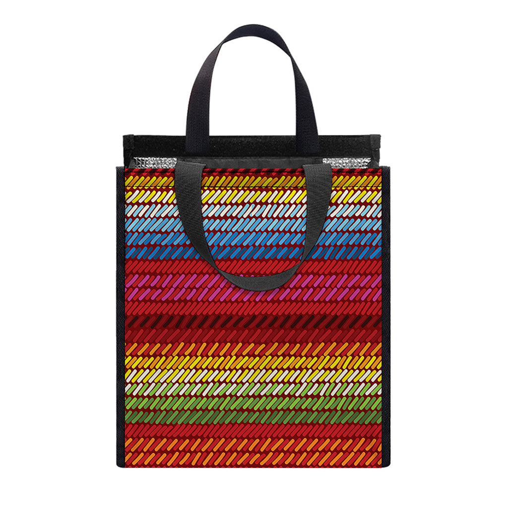 Colorful Mexican Woven Pattern Print Insulated Lunch Tote