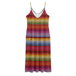 Colorful Mexican Woven Pattern Print Jersey Midi Cami Dress