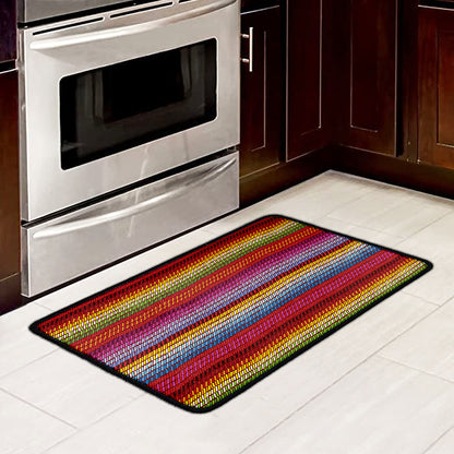 Colorful Mexican Woven Pattern Print Kitchen Mat