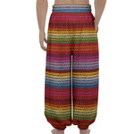 Colorful Mexican Woven Pattern Print Lantern Pants