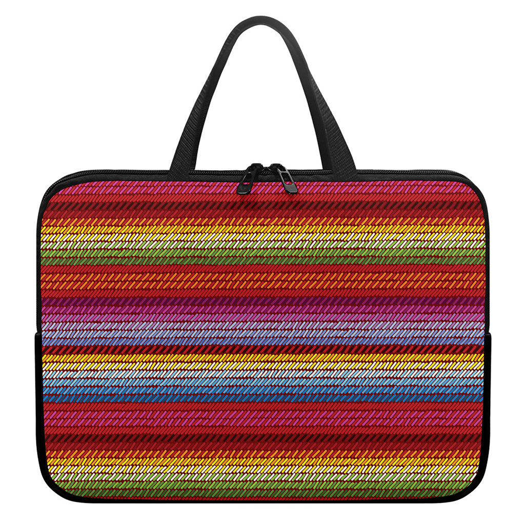 Colorful Mexican Woven Pattern Print Laptop Sleeve With Handle