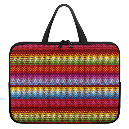 Colorful Mexican Woven Pattern Print Laptop Sleeve With Handle