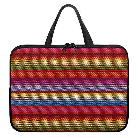 Colorful Mexican Woven Pattern Print Laptop Sleeve With Handle