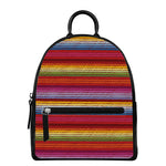 Colorful Mexican Woven Pattern Print Leather Backpack