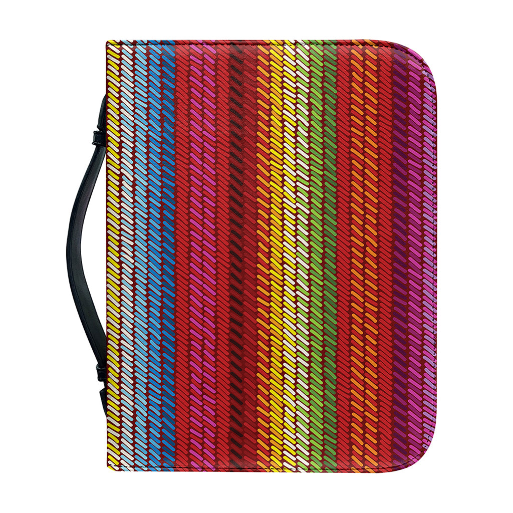 Colorful Mexican Woven Pattern Print Leather Bible Cover