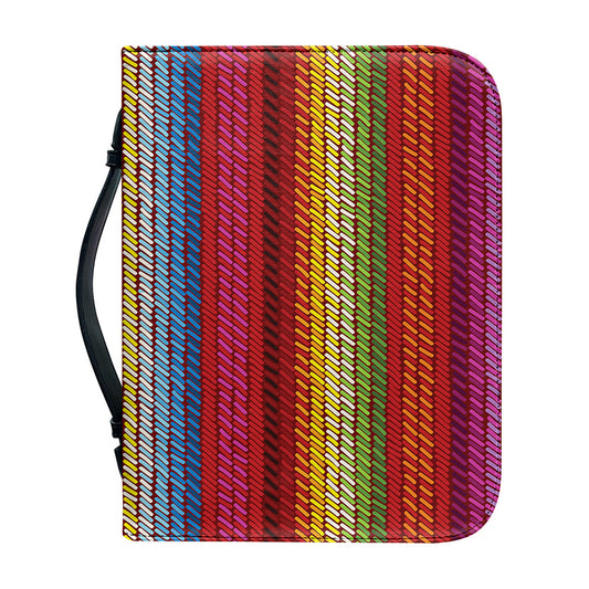 Colorful Mexican Woven Pattern Print Leather Bible Cover
