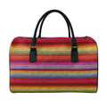 Colorful Mexican Woven Pattern Print Leather Duffel Bag
