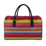 Colorful Mexican Woven Pattern Print Leather Duffle Bag