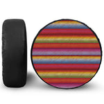 Colorful Mexican Woven Pattern Print Leather Spare Tire Cover