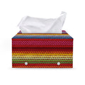 Colorful Mexican Woven Pattern Print Leather Tissue Box Cover