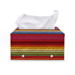 Colorful Mexican Woven Pattern Print Leather Tissue Box Cover