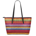 Colorful Mexican Woven Pattern Print Leather Tote Bag With Zipper