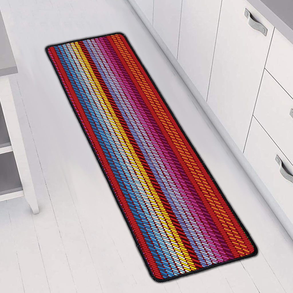 Colorful Mexican Woven Pattern Print Long Kitchen Mat