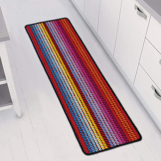 Colorful Mexican Woven Pattern Print Long Kitchen Mat