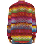 Colorful Mexican Woven Pattern Print Long Sleeve Baseball Jersey