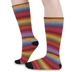 Colorful Mexican Woven Pattern Print Long Socks