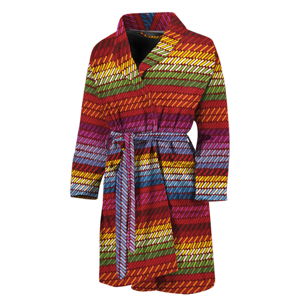 Colorful Mexican Woven Pattern Print Men's Bathrobe