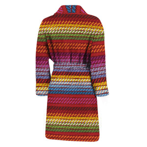 Colorful Mexican Woven Pattern Print Men's Bathrobe