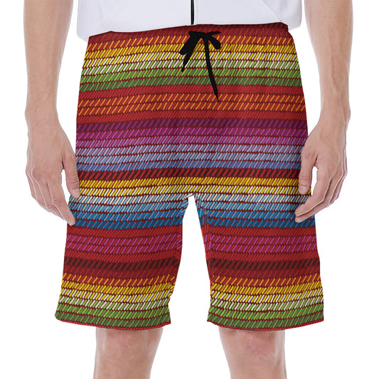 Colorful Mexican Woven Pattern Print Men's Beach Shorts