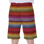 Colorful Mexican Woven Pattern Print Men's Beach Shorts