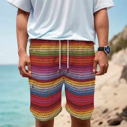 Colorful Mexican Woven Pattern Print Men's Cargo Shorts