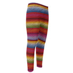 Colorful Mexican Woven Pattern Print Men's Compression Pants