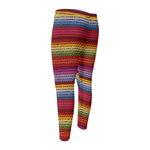 Colorful Mexican Woven Pattern Print Men's Compression Pants