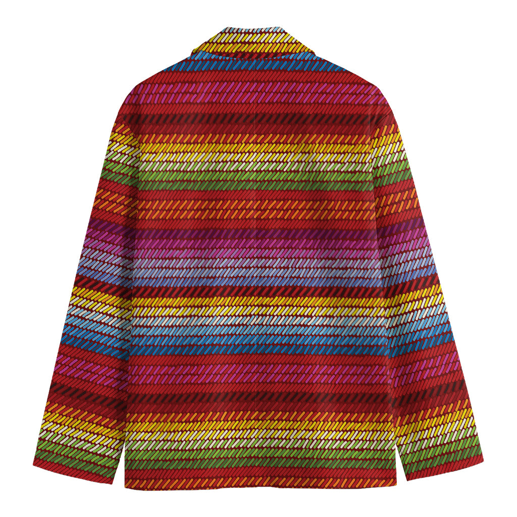 Colorful Mexican Woven Pattern Print Men's Cotton Blazer