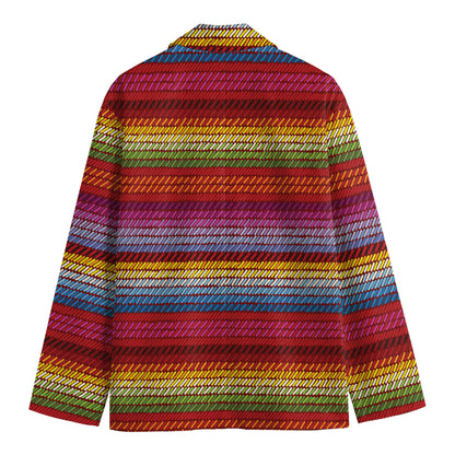 Colorful Mexican Woven Pattern Print Men's Cotton Blazer