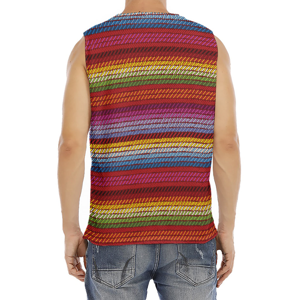 Colorful Mexican Woven Pattern Print Men's Fitness Tank Top