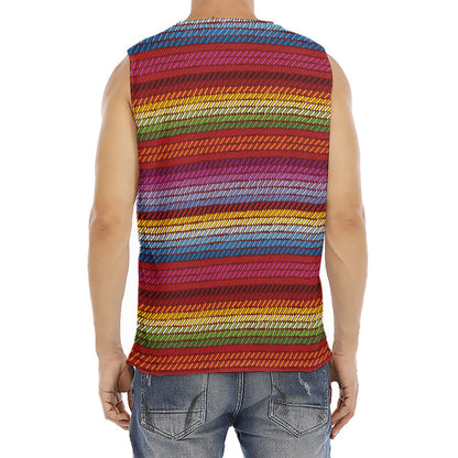Colorful Mexican Woven Pattern Print Men's Fitness Tank Top