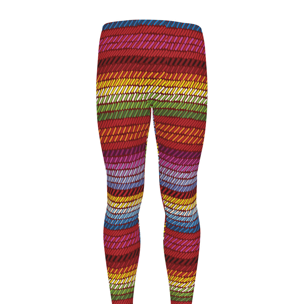 Colorful Mexican Woven Pattern Print Men's leggings