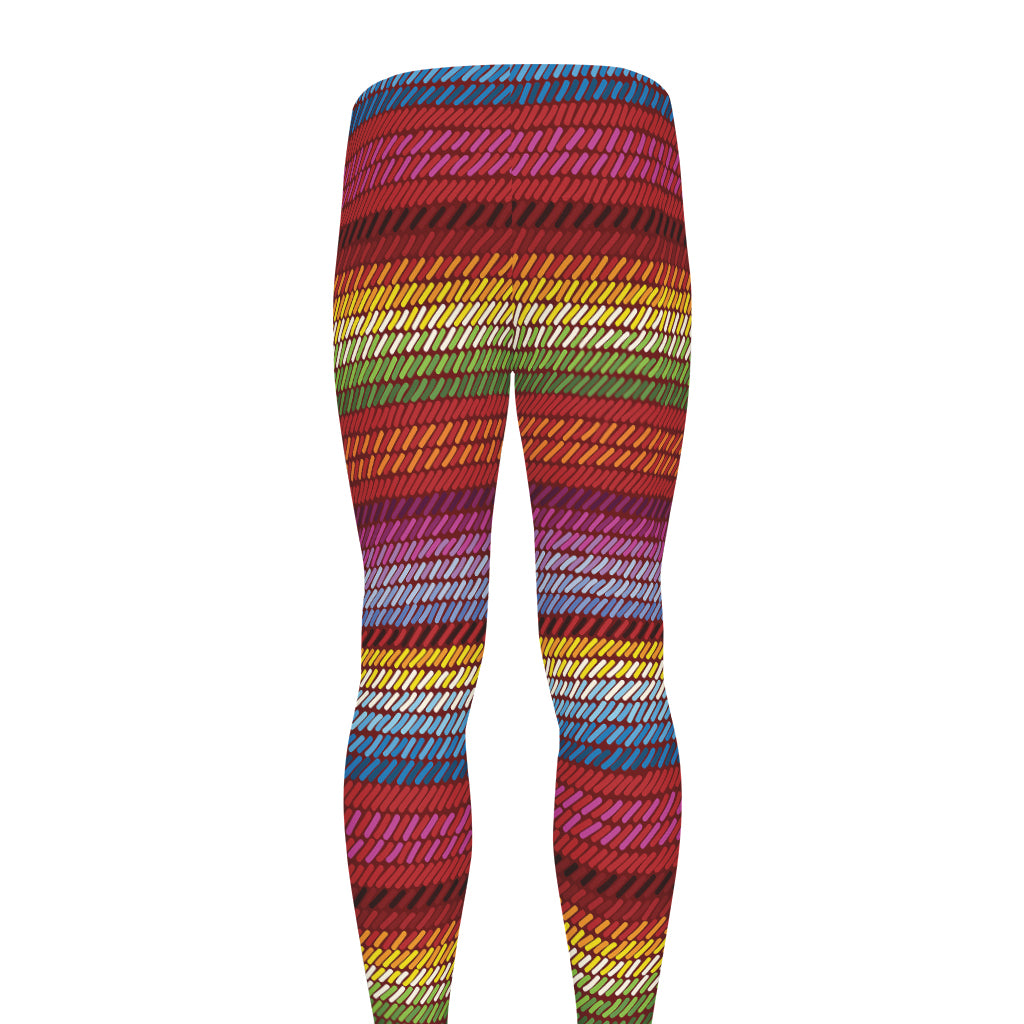 Colorful Mexican Woven Pattern Print Men's leggings
