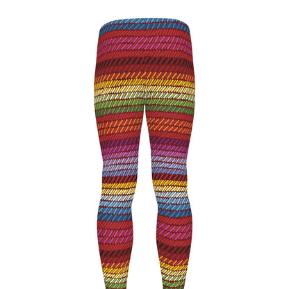 Colorful Mexican Woven Pattern Print Men's leggings