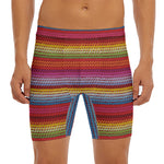 Colorful Mexican Woven Pattern Print Men's Long Boxer Briefs