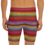 Colorful Mexican Woven Pattern Print Men's Long Boxer Briefs