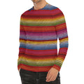 Colorful Mexican Woven Pattern Print Men's Long Sleeve Rash Guard