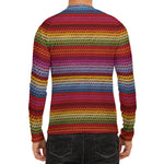 Colorful Mexican Woven Pattern Print Men's Long Sleeve Rash Guard