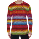 Colorful Mexican Woven Pattern Print Men's Long Sleeve T-Shirt