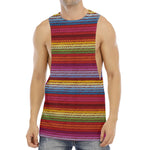 Colorful Mexican Woven Pattern Print Men's Muscle Tank Top
